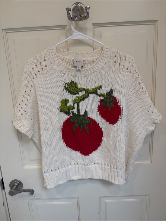 Maeve Tops - Maeve Cream Knit Sweater with Green Detail